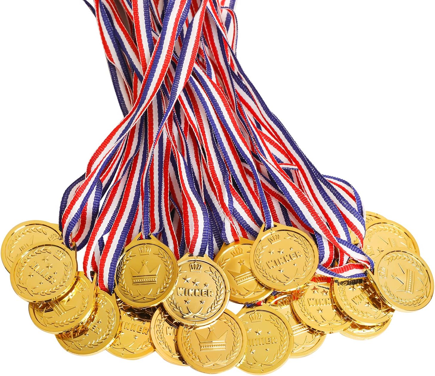 100 Packs Children's Gold Plastic Winner Medals Kids Golden Winner Awards Medals
