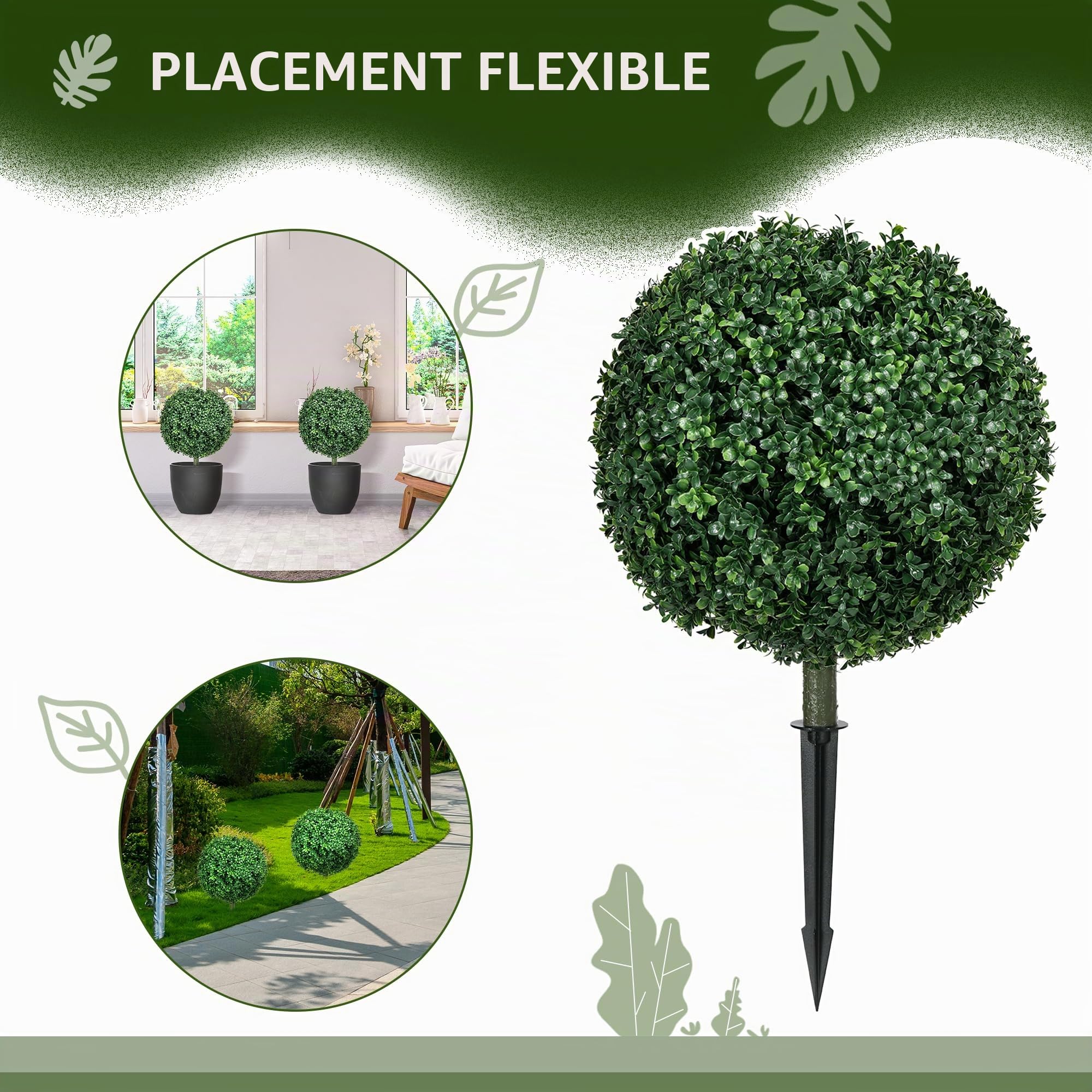 HOMCOM Lot de 2 buis topiaires en Boule 70 cm résistant aux UV