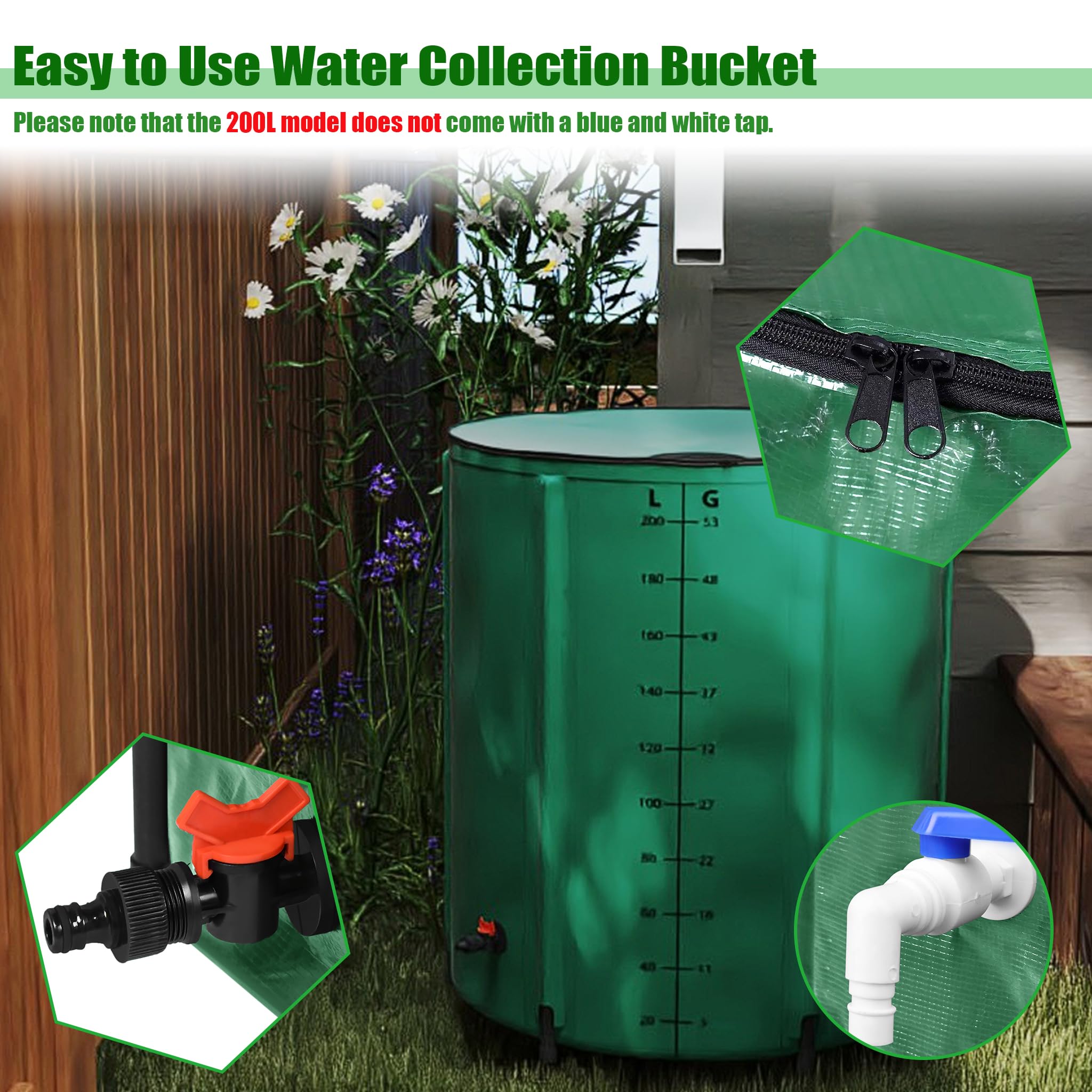 Ronde regenton 150 liter groen (Voordeelset