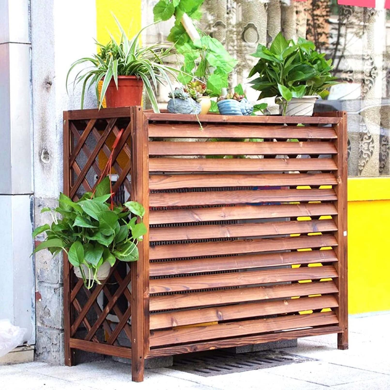 Wooden Flower Stand Outdoor Air Conditioning Cover, Enclosed Privacy Screen Outdoor, Protective Grilles For Air Conditioners And Heat Pumps, Air Conditioner Fence Screen, Air Conditioning Frame ( Size