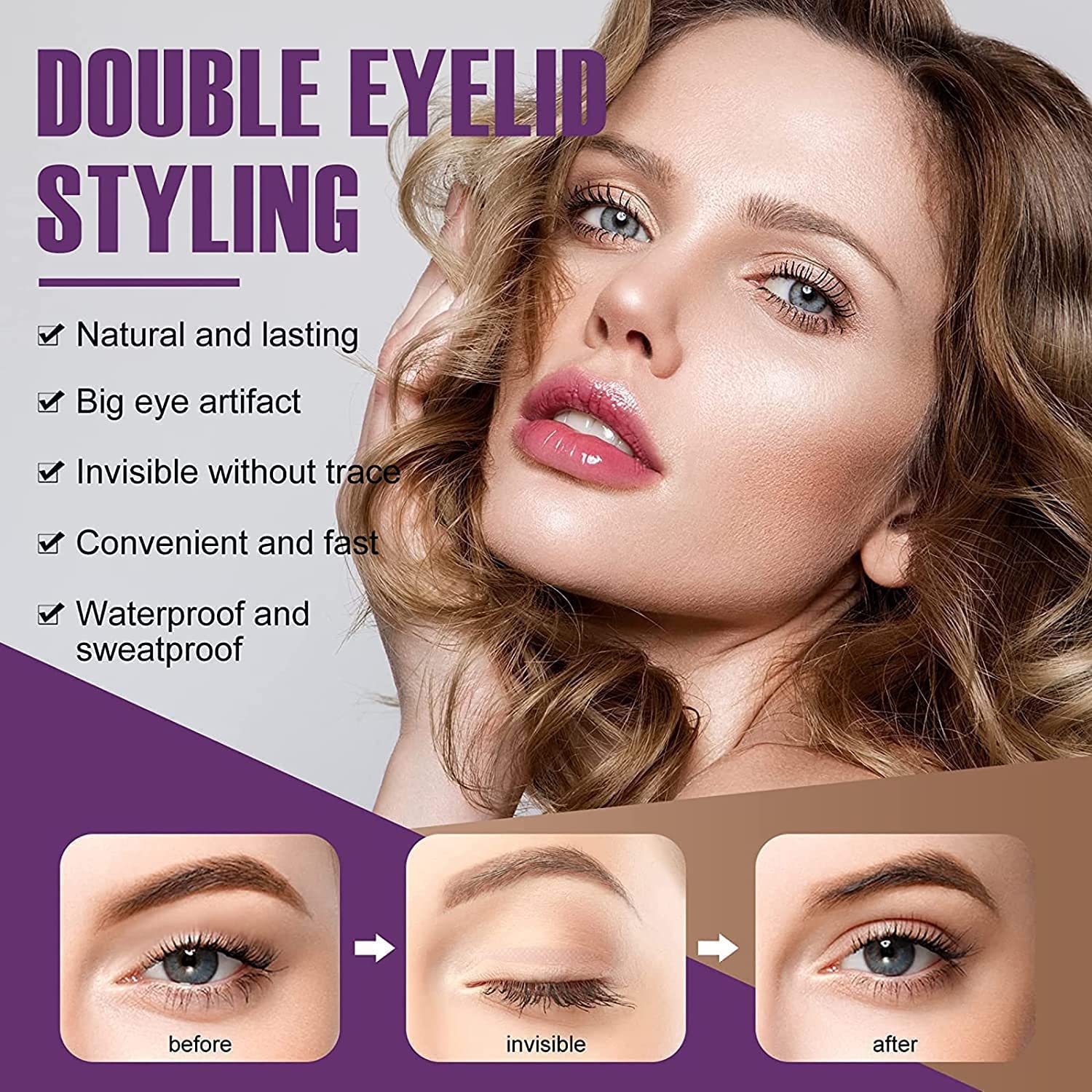 CARTNEXA Invisible Eyelid Tape for Double Eyelid & Hooded Eyes, Waterproof Mesh Stickers with Fork Tool for Instant Lift, Makeup Eyelid Lifter Strips, Best for Droopy or Uneven Eyes 4