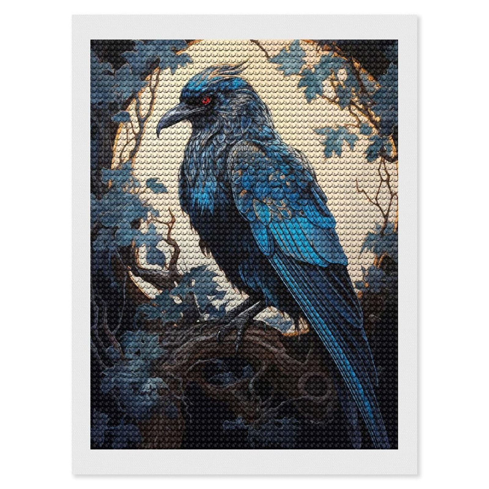 Junmoney Mystical Crow Diamond Art Canvas 12"x16", Easy Handmade Project, Complete Accessories, Bedroom Decor, Birthday Gift