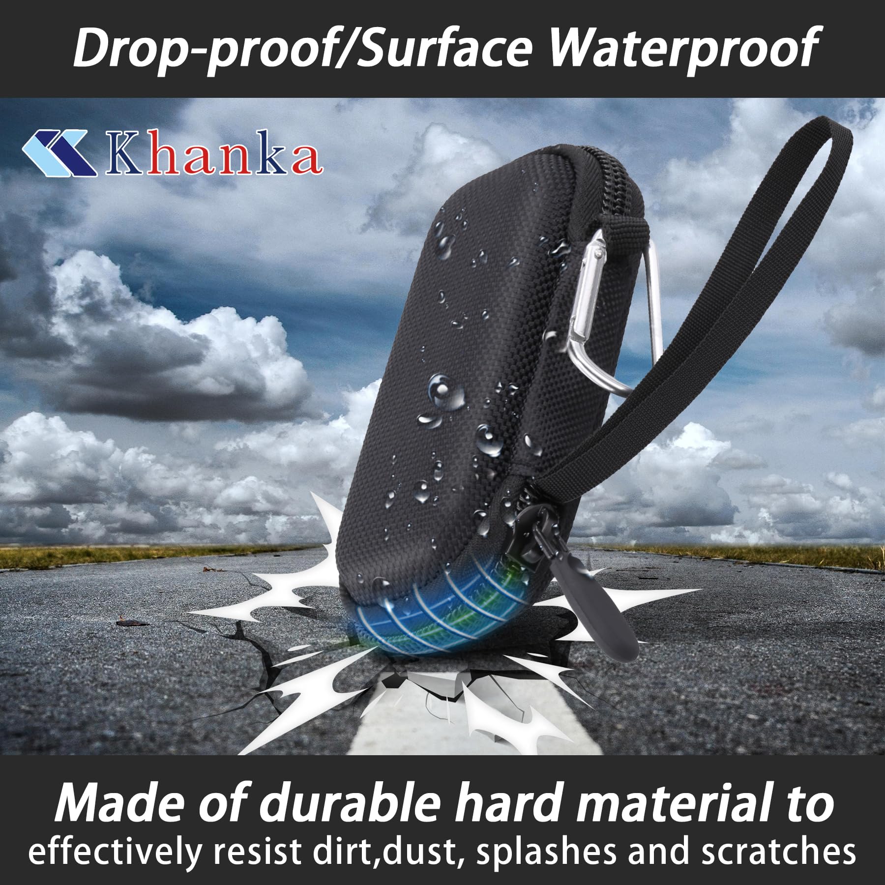 Khanka Estuche rígido para monitor cardíaco de ECG KardiaMobile 6L/1L,funda compatible con el monitor cardíaco personal Kardia de 6/1 derivación con mosquetón y cordón (no incluye pastillero ni ECG)
