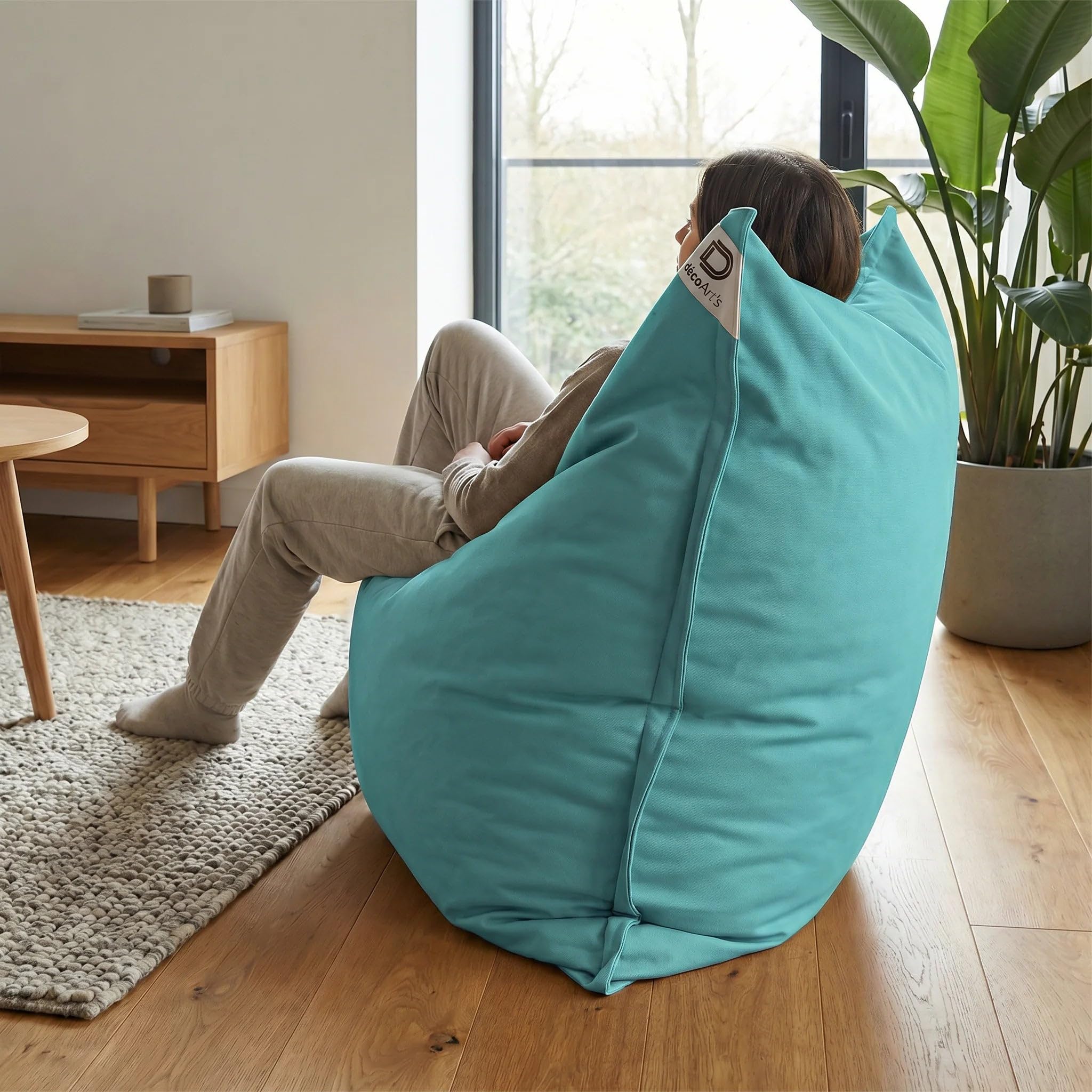 Puff Gigante XXL - 140x180 cm - Interior y Exterior - Desenfundable - DÉCO Arts (Azul Caribe)