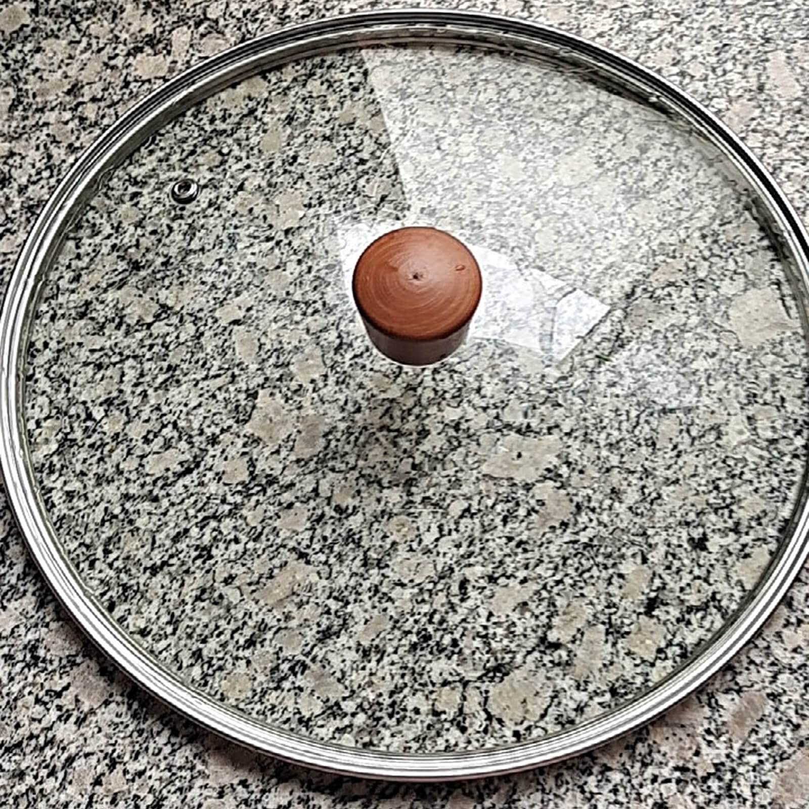 Coperchio per padelle Nuovi coperchi di Ricambio in Vetro temperato per padelle pentole e casseruole, frittura con manopola del Flusso d'Aria in Acciaio Inossidabile (24 cm)