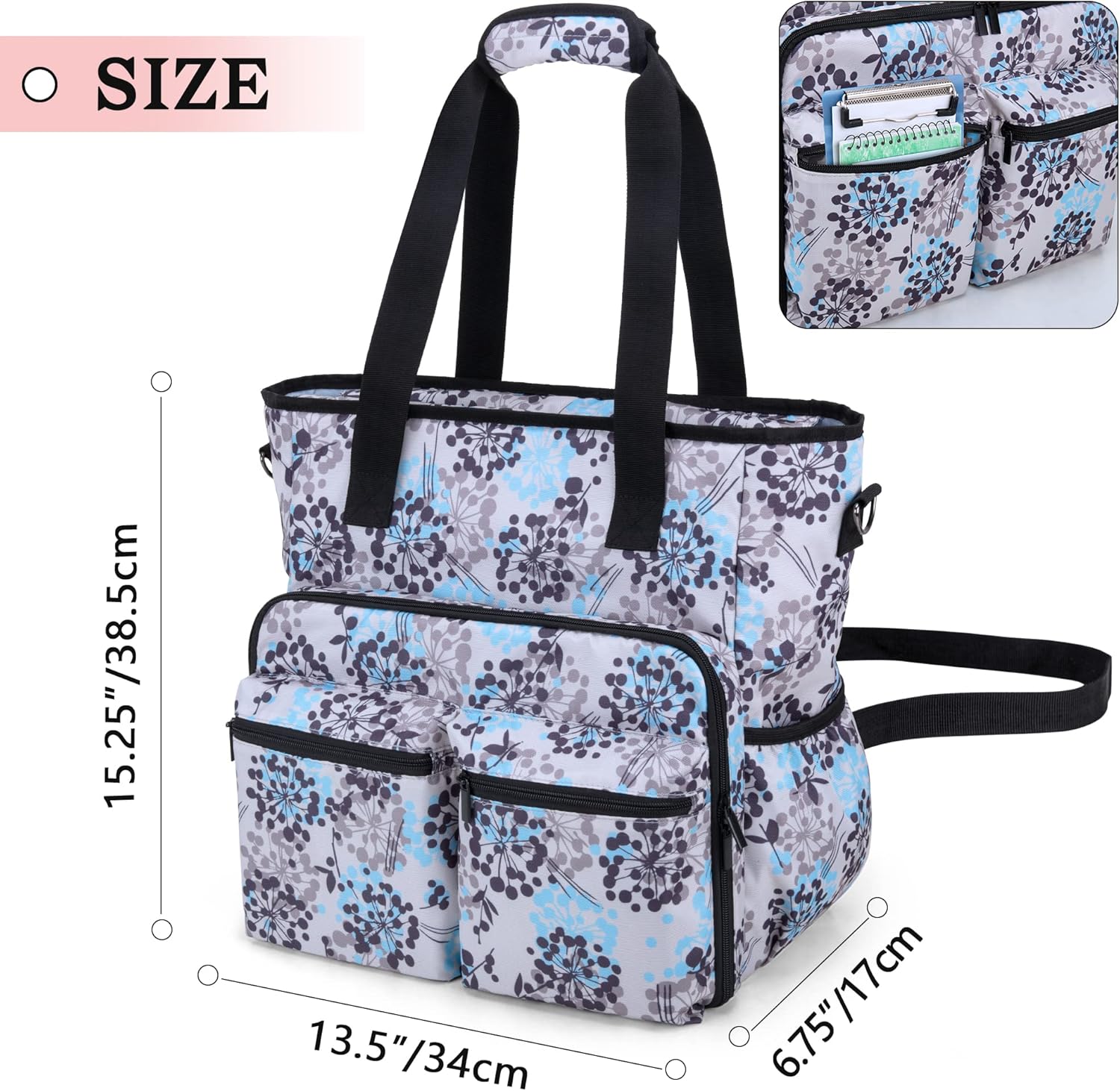 BAFASO Double Layer Sewing Accessories Organizer with 2 Detachable Pouches Bundle Multifunctional Tote Bag