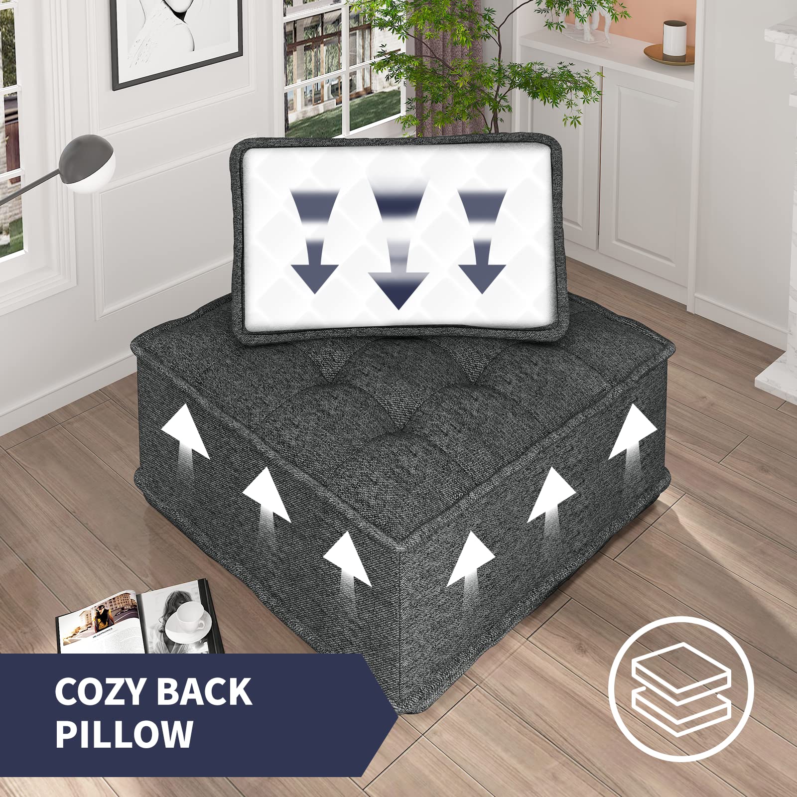 (Includes 4 Boxes) Sectional Sofa, Convertible L Shaped Sectional