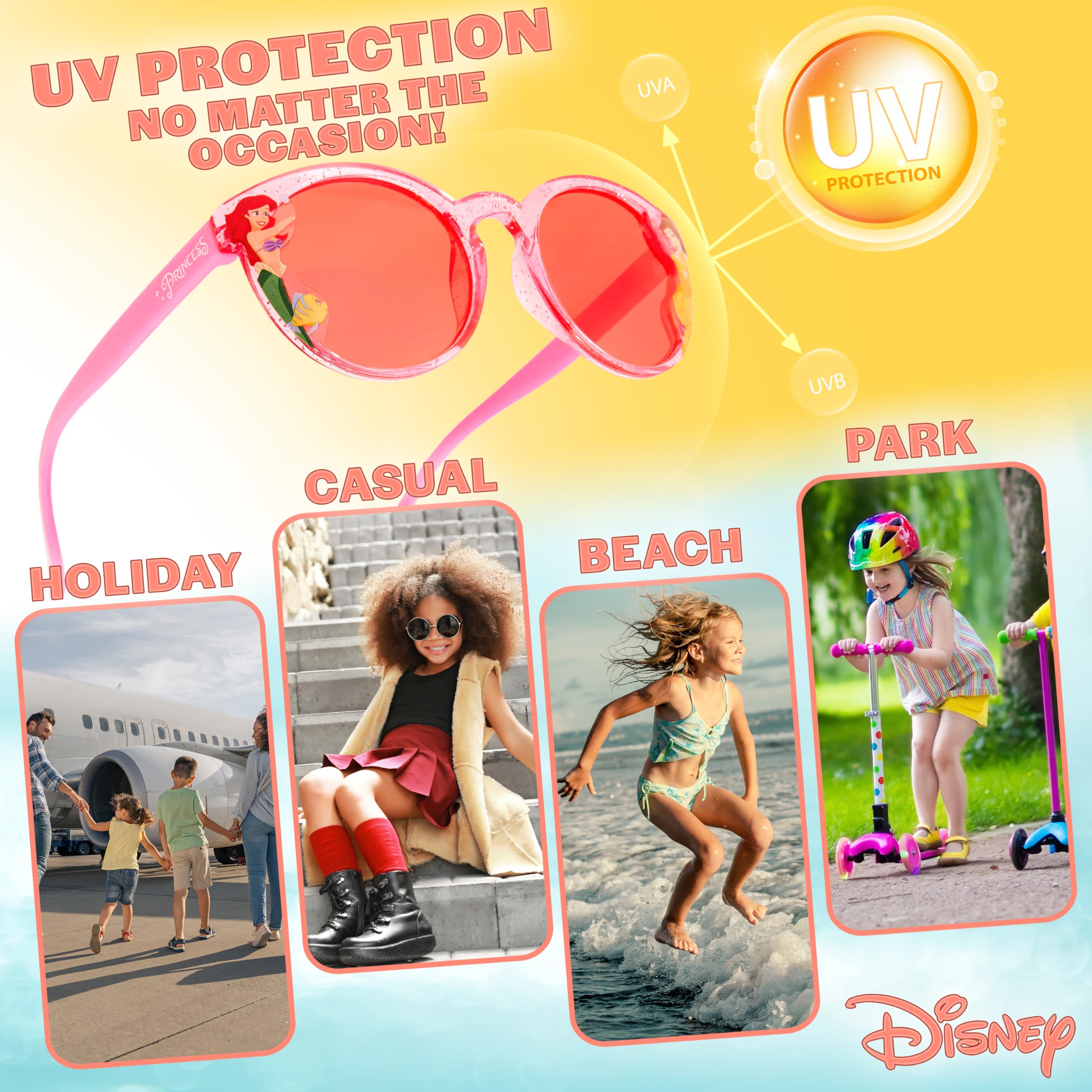 Disney Occhiali da Sole Bambina Protezione UV con Borsette e Accessori Capelli Set - Regalo per Ragazze