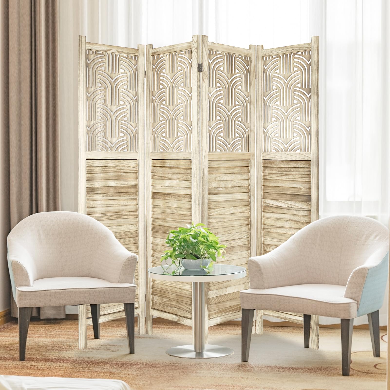 Snapklik.com : 4 Panel Room Divider, 5.6FT Portable Wall Dividers, Room ...