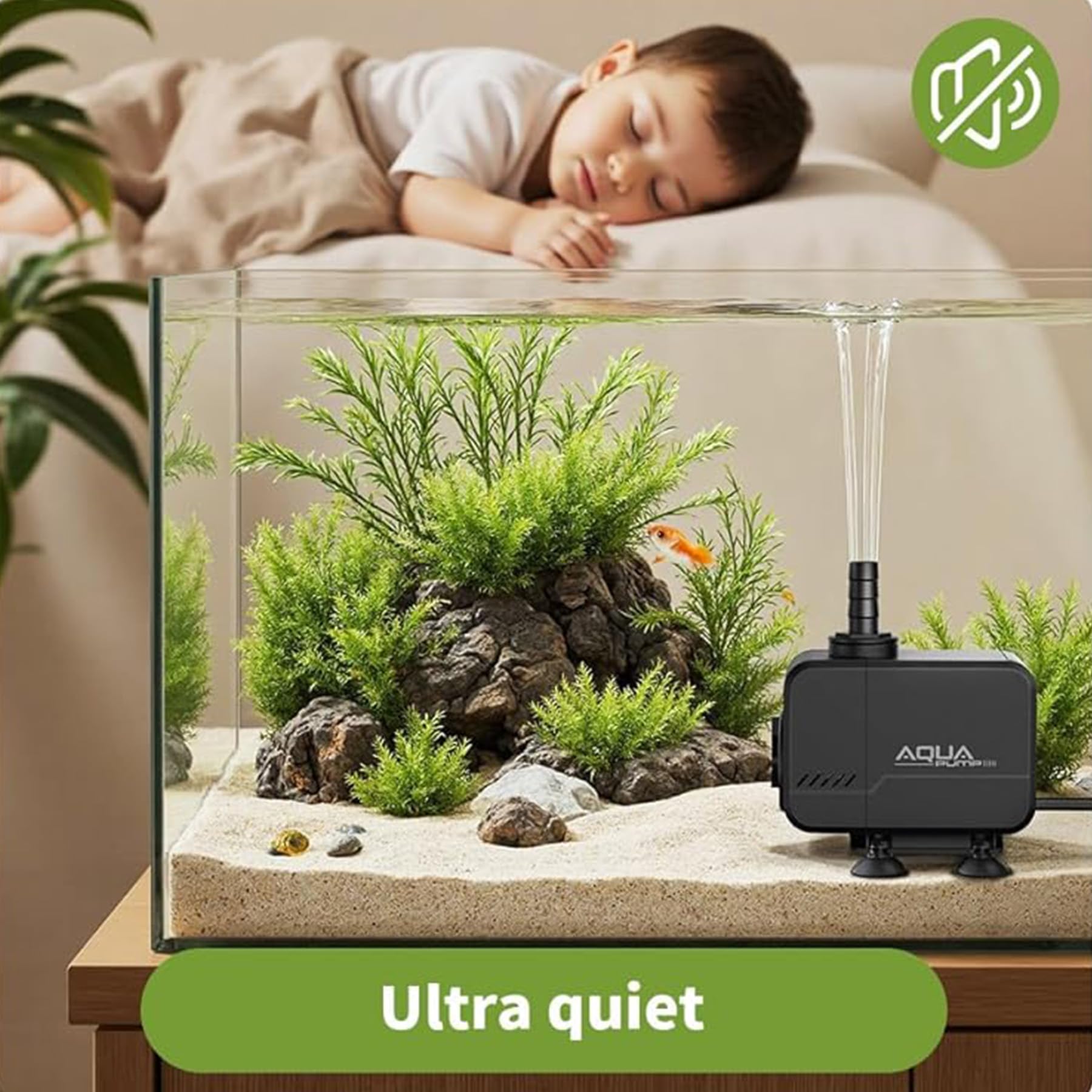 Forever Speed Pompa do akwarium Pompa do stawu regulowana Pompy do nurkowania 1500L/H do akwarium Teich Brunnen Ogród Akwarium z 12 kolorowymi lampkami LED, Max Förderhöhe 1.5M