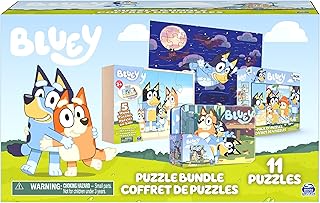 Bluey 11 Puzzle Bundle Set, 8- and 24-Piece Wood, Fuzzy, & Die-Cut Jigsaw Puzzles for Preschoolers and Kids