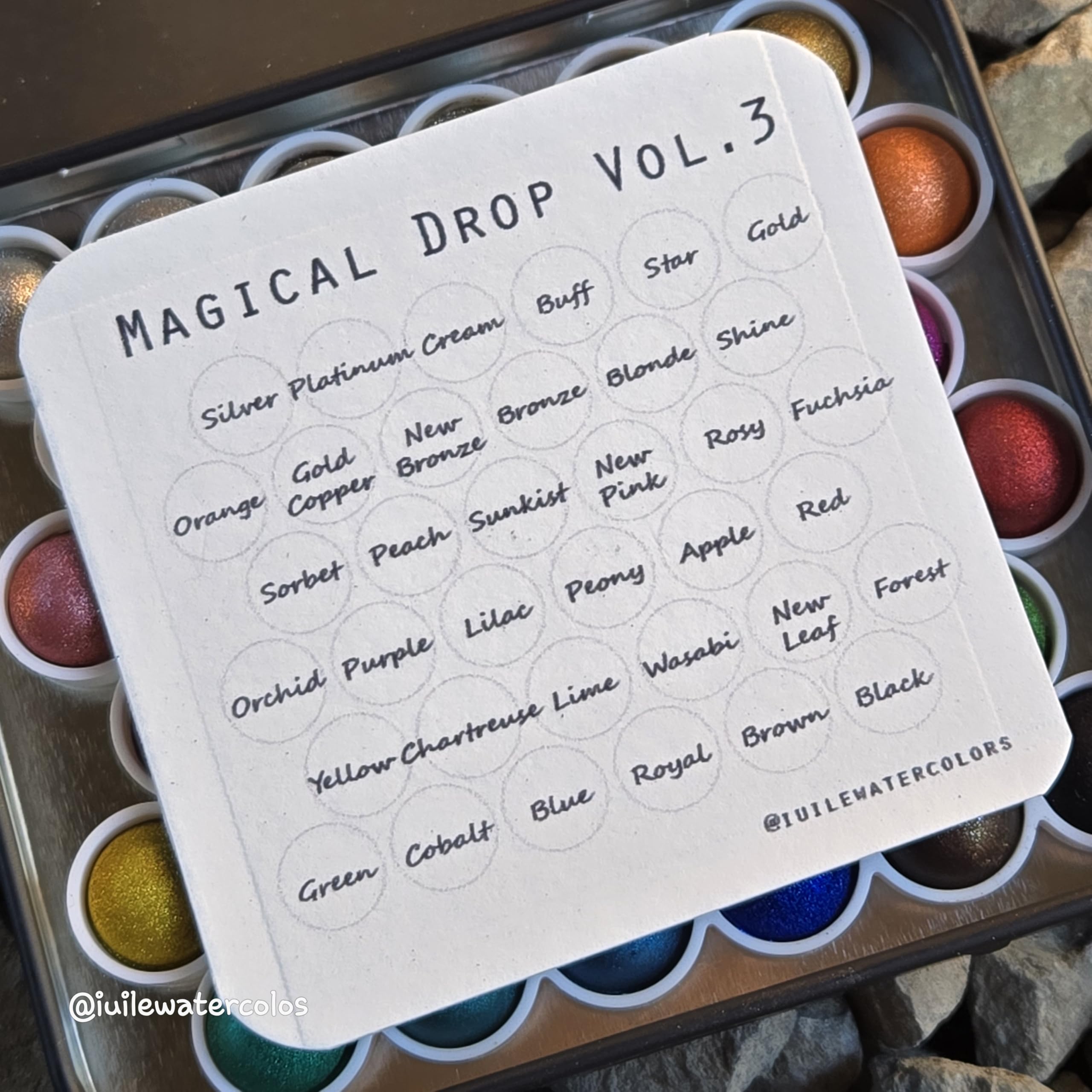 IUILE Handmade Watercolor Paints - Magical Drop Tiny Sampler Tin Set Vol. 2 (36 colors): Magical Drop Vol. 3