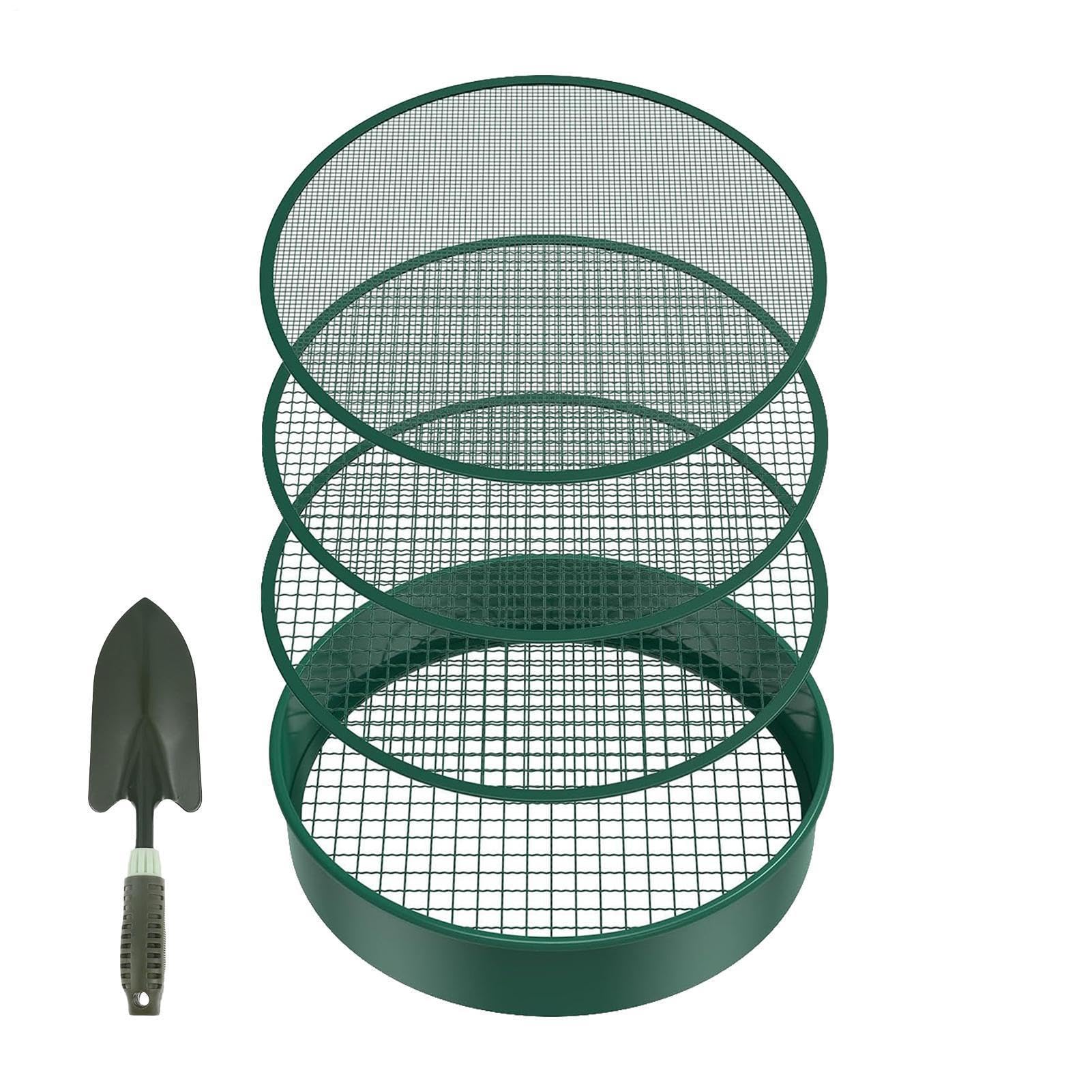 Juego de tamiz de jardín, tamiz de Suelo para jardinería Tamiz de Suelo de | Equipo de profesionales para principiantes con 4 malla de filtro y pala para tierras de cultivo, inv