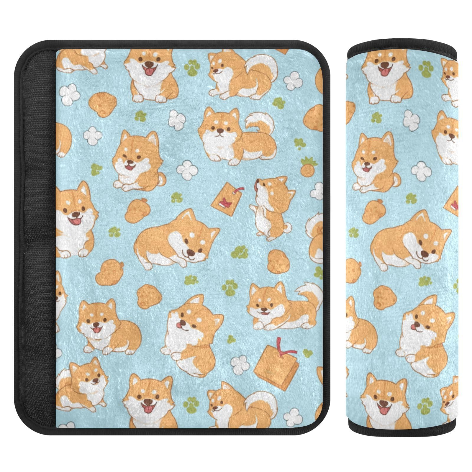 Seat Belt Covers 2 Pack Shiba Inu Car Seat Strap Covers Super Soft Funny Puppies Car Seat Neck Cover for Boys Girls Adults Babies S