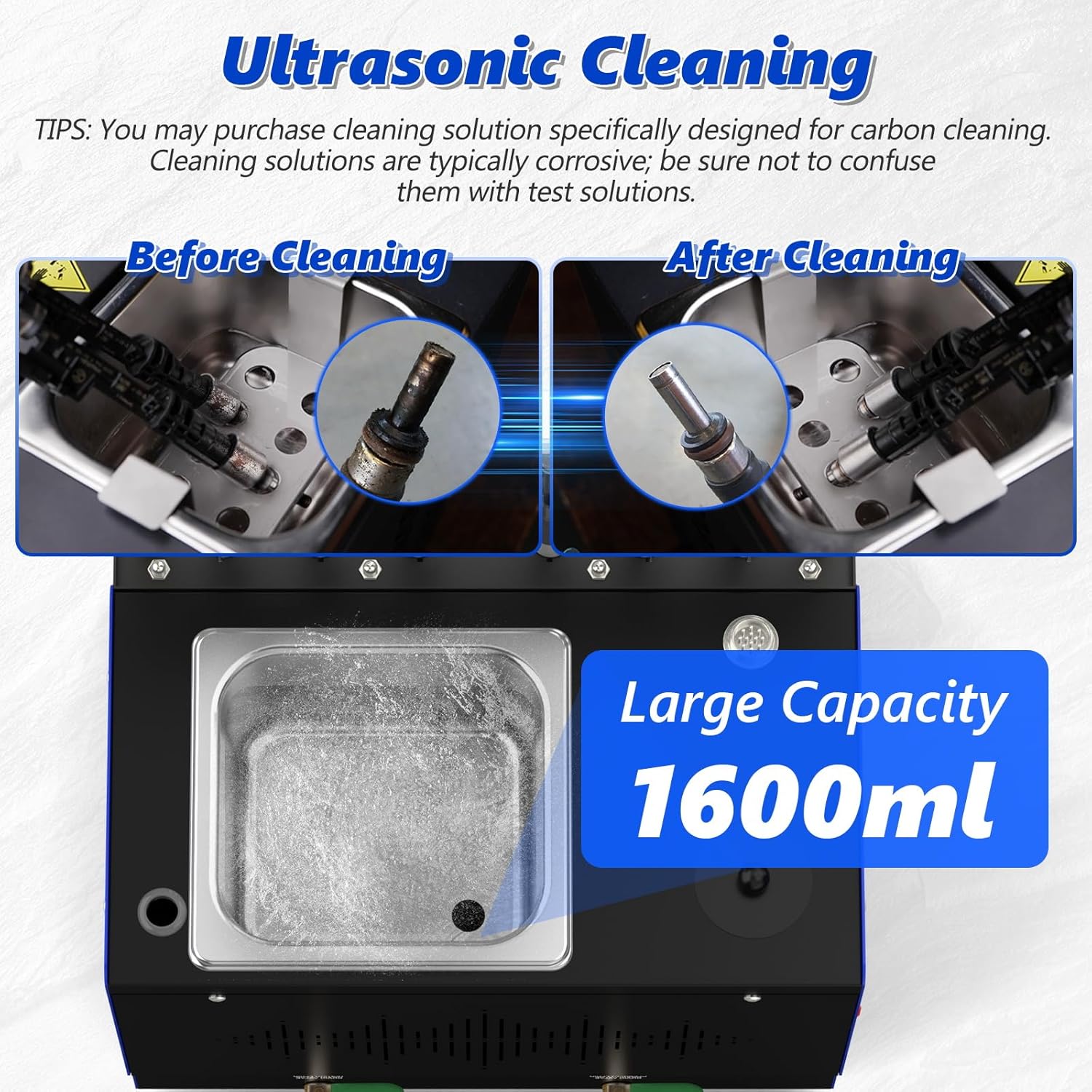 V311 Fuel Injector Cleaner Machine, 6-Cylinder Heated Ultrasonic Cleaner Tester, 110V Automotive Fuel System Injection Cleaning Tester Kit with 7 Core Functions for Most Vehicles & Car Fuel Injector C