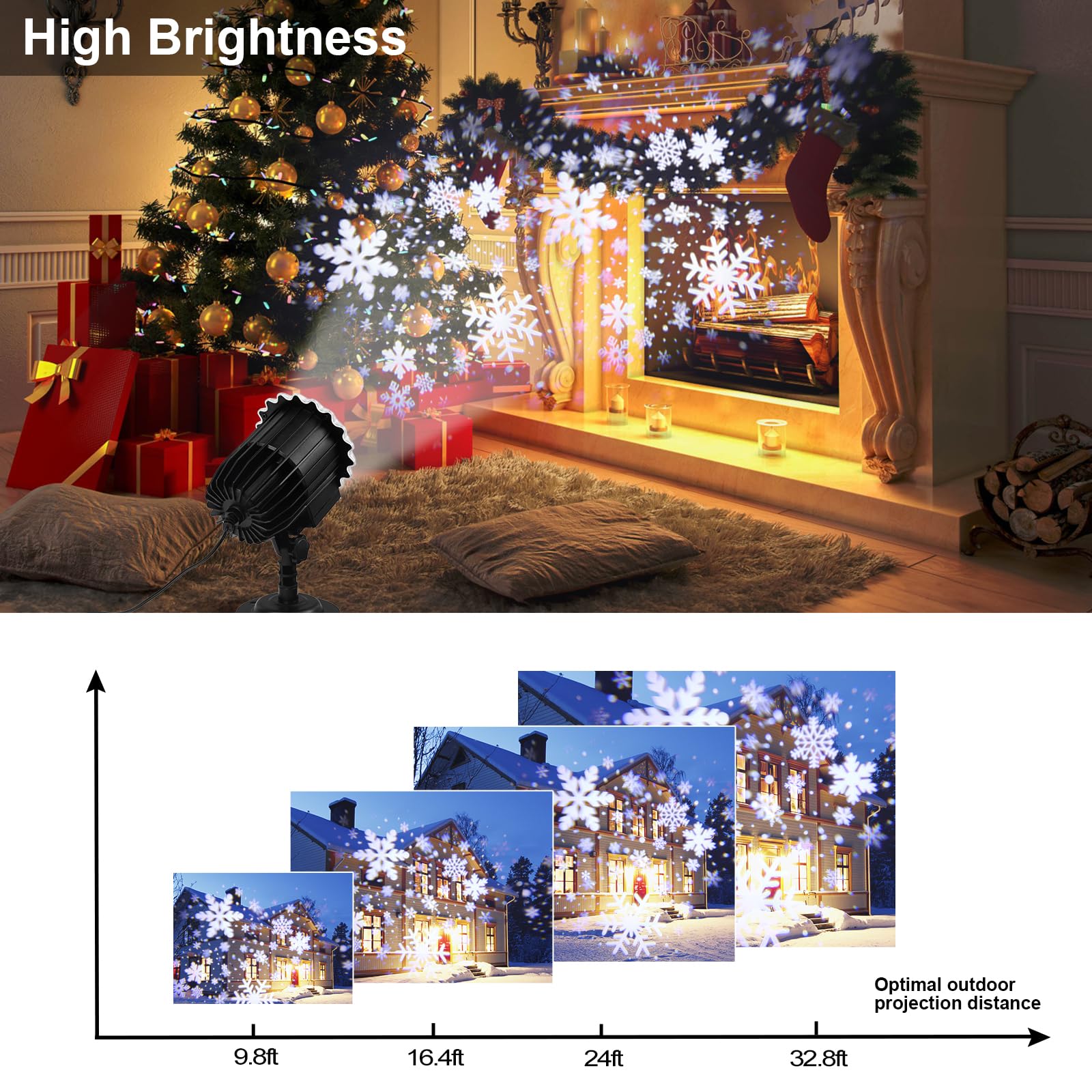Luces de proyector de nieve, proyector LED de copo de nieve impermeable IP44 para exteriores, lámpara de proyección giratoria de caída de nieve blanca para Halloween, Navidad, Año Nuevo, fiesta, boda,