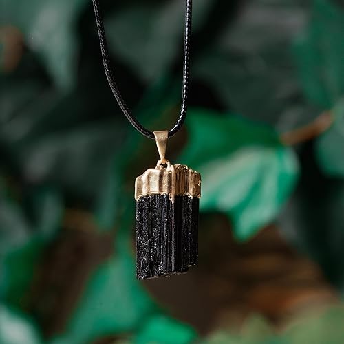 Miniatura 3 de AYANA Collar de turmalina negra – Colgante de cristal de turmalina chapado en oro | Auténtico collar de piedras preciosas para hombres y mujeres –