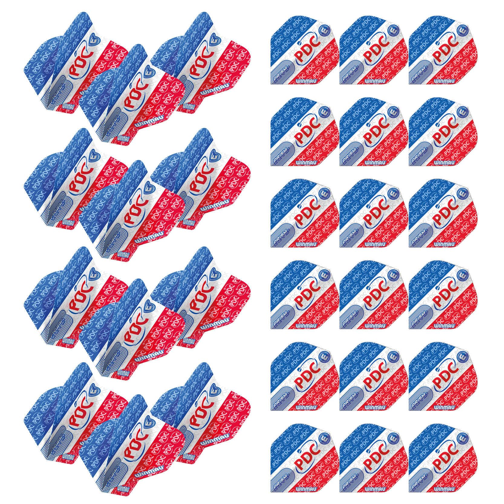 WINMAU Prism Zeta PDC Red, Blue & White Design Dart Flights - 10 sets per pack (30 dart flights in total)