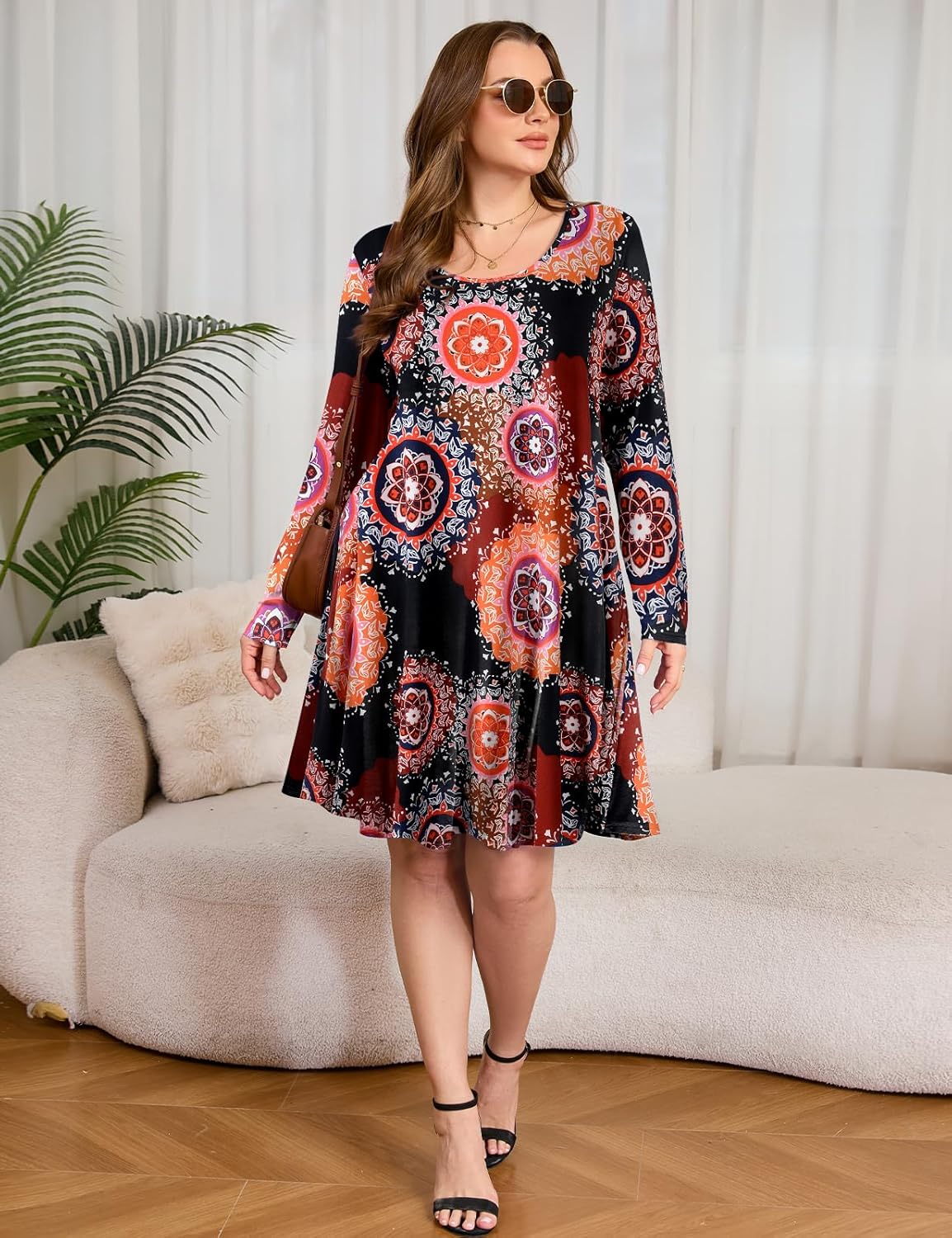 JollieLovin Women Long Sleeve Dress with Pockets Plus Size Swing Casual Loose Tshirt Dresses - Image 5