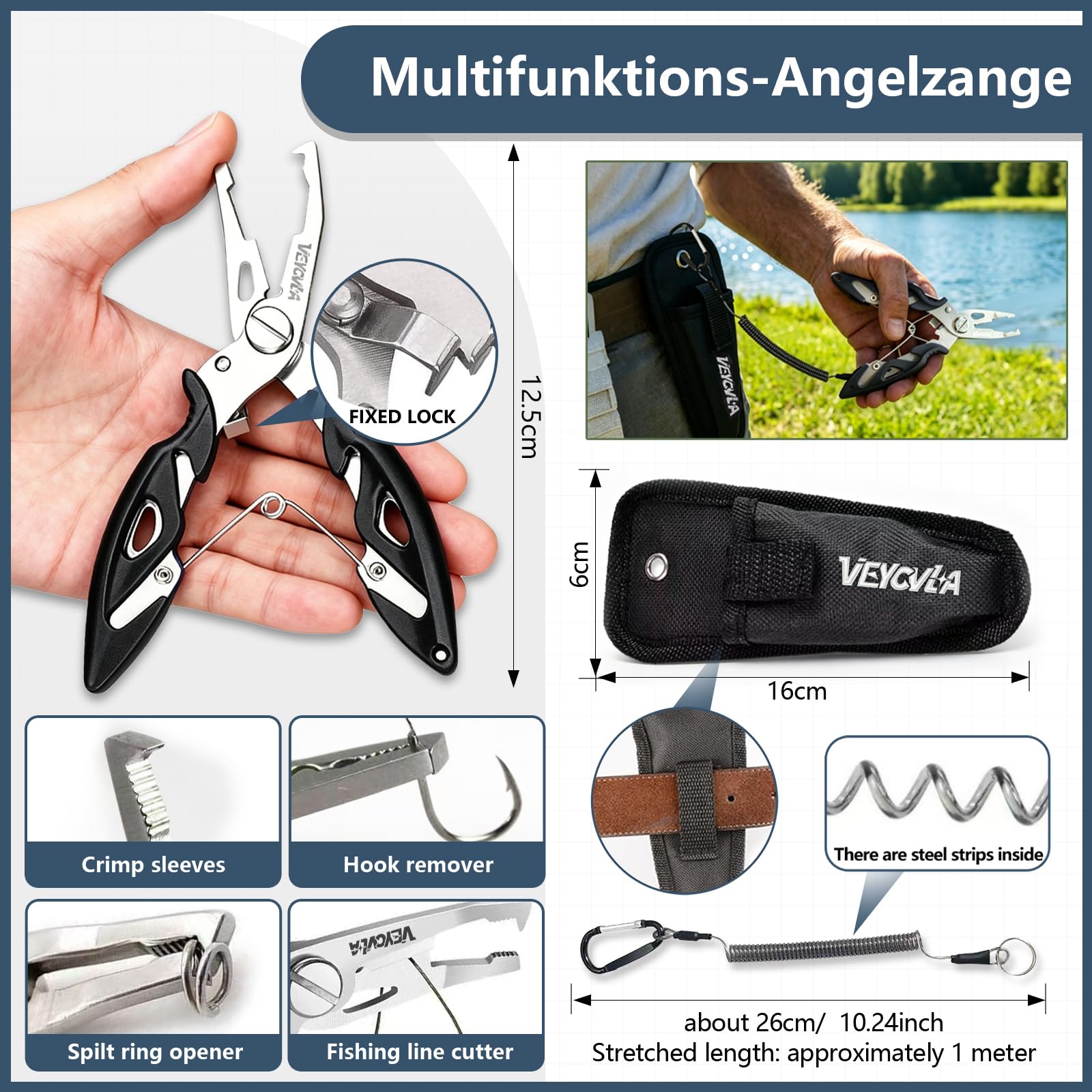 376 Stück Angelzubehör Set,Angelkoffer mit Zubehör- Fischtöter Angelzange Hakenlöser Angelzubehör,Zander,Barsch&ForellenKöder, Angelblei, Haken, Angler Geschenk für Anfänger