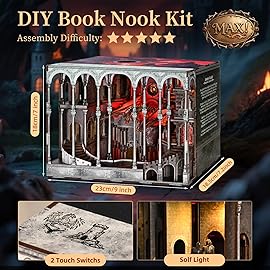 MiniCity Book Nook Kit, DIY Miniature House Kit for Adults, Teens and Beginners, Dollhouse Booknook Library Tiny House Bookshelf Decor 3D Wooden Puzzle, Gifts for Family, Friends (Ember Castle)
