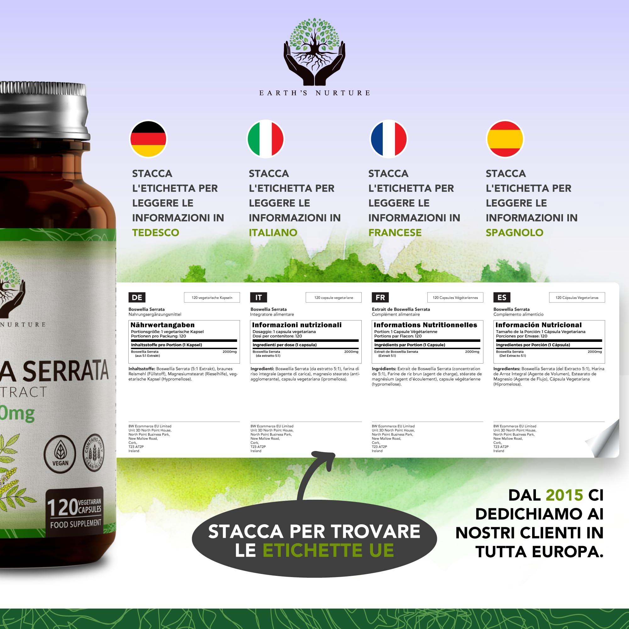 EN Boswellia | 120 Boswellia Serrata - 2000mg Boswelia per Dose | Boswelia Serrata Alto Dosaggio | Non-OGM, Senza Glutine e Allergeni | Prodotto nel Regno Unito