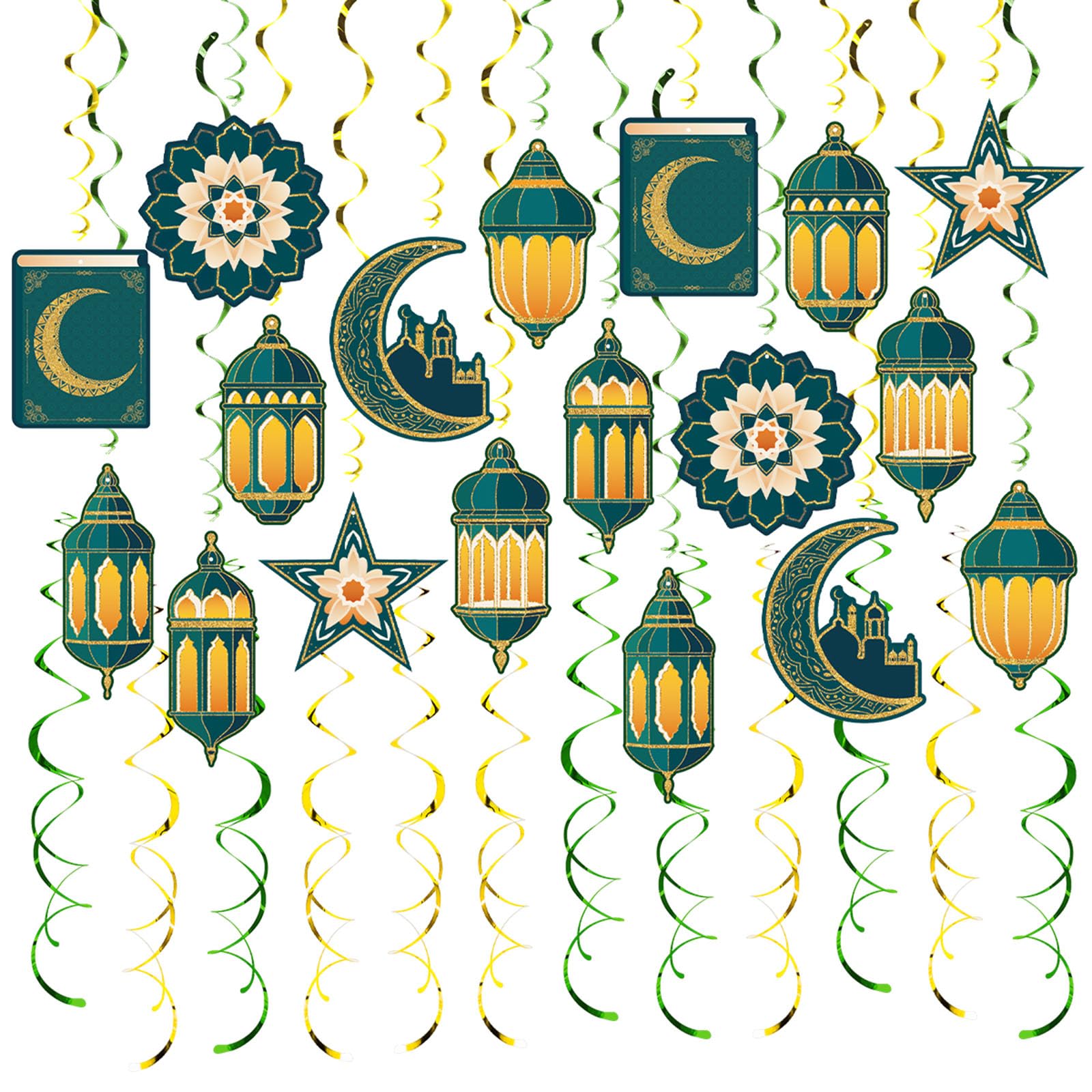 Elnwnnkc 48pcs Middle Eastern Cultural Symbol Spirals Decoration Ramadans Accessories Decorative Spirals Hangers Ornament Hanging Decoration