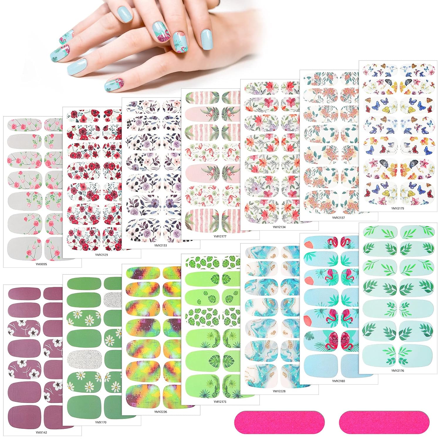 buy 14 sheets full nail wraps nail polish strips stickers flower print self adhesive nail stickers decal for women girls diy nail art fresh style online in saint helena ascension and tristan da