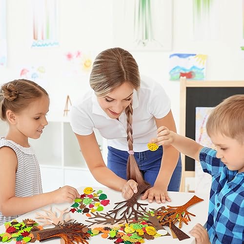 Miniatura 5 de 184 calcomanías de árbol de espuma con temática de otoño para niños, calcomanías autoadhesivas de hojas de calabaza y bellota con purpurina,