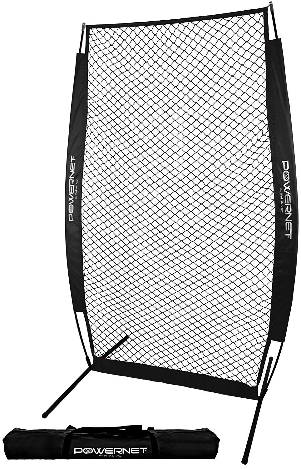 PowerNetPortable Baseball Practice Net for Pitching and Hitting, Outdoor Softball Training Equipment, Pop Up Batting Cage Net Coach Shield, 7 FT I-Frame Screen (Black)