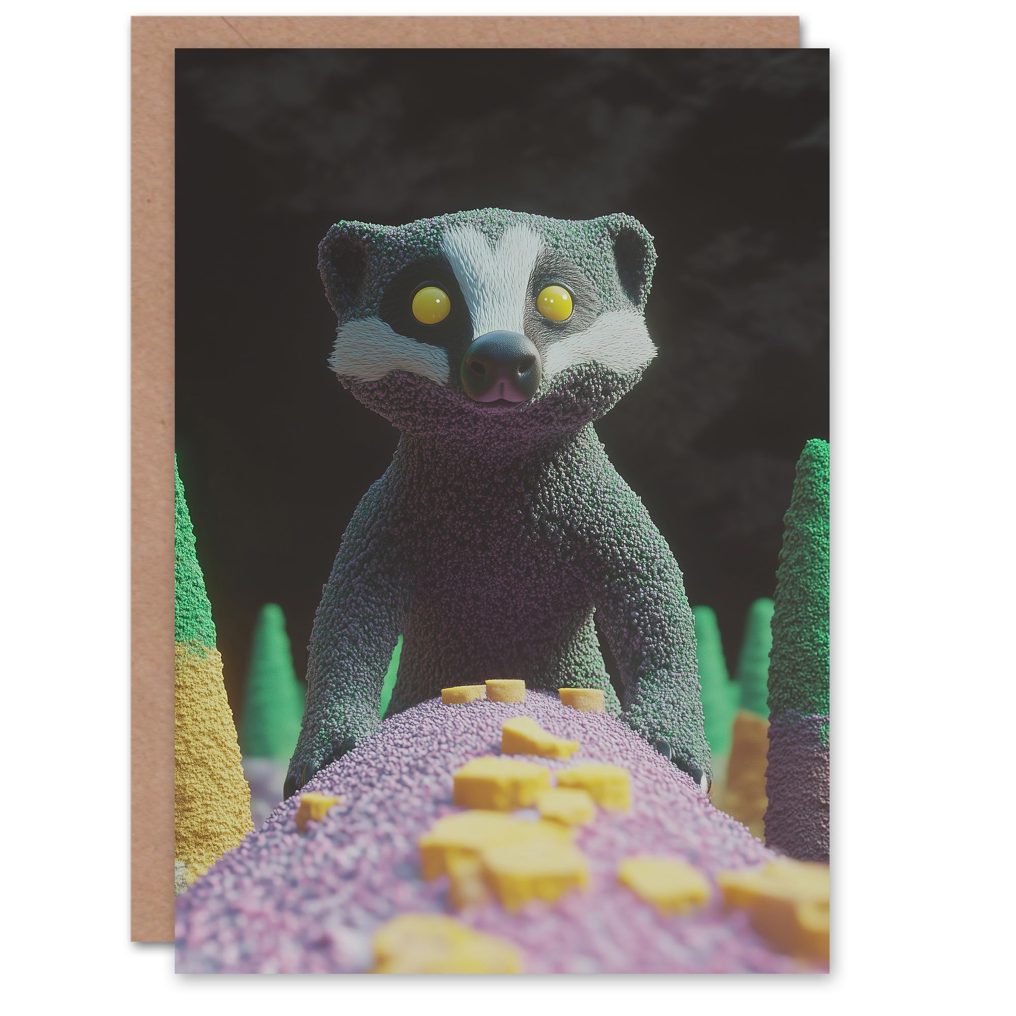 Artery8 Greeting Card Badger Forest Maquette Photography Art Blank For Him Or Her Art Birthday Card