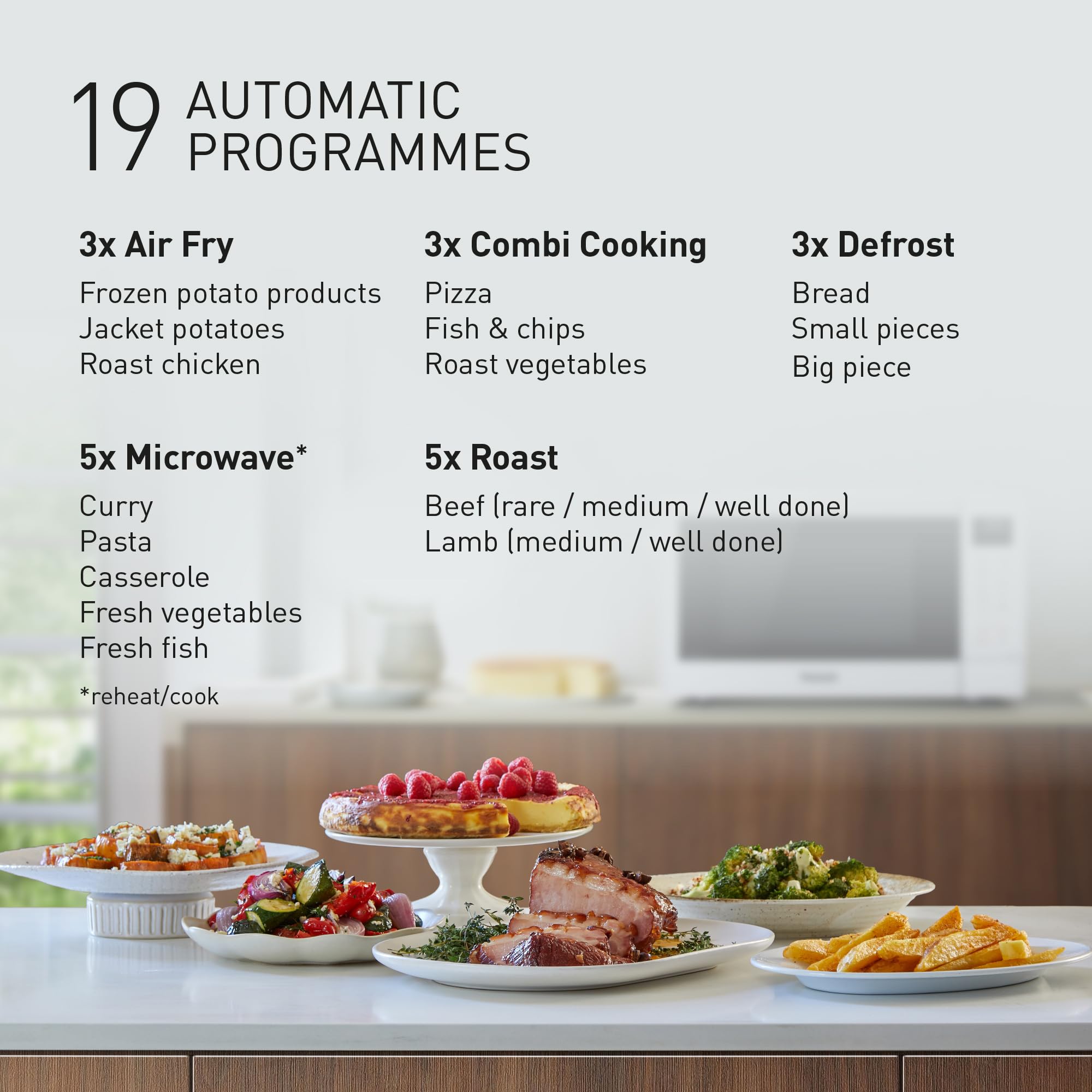 Panasonic NN-CT55RWBPQ 27L kuchenka mikrofalowa kombi 4 w 1 z Airfryer, inwerter 1000 W, grill 1300 W, konwekcja, 19 programów automatycznych, biała