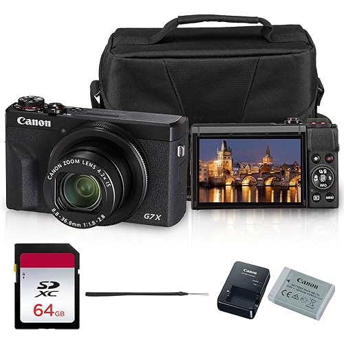 Canon PowerShot G7 X Mark III Digital Camera | 20.1MP 1-Inch Sensor, 4.2X Optical Zoom, 4K UHD Video, Wi-Fi & Bluetooth | Vlogging & Travel Camera with Bag and 64GB Card