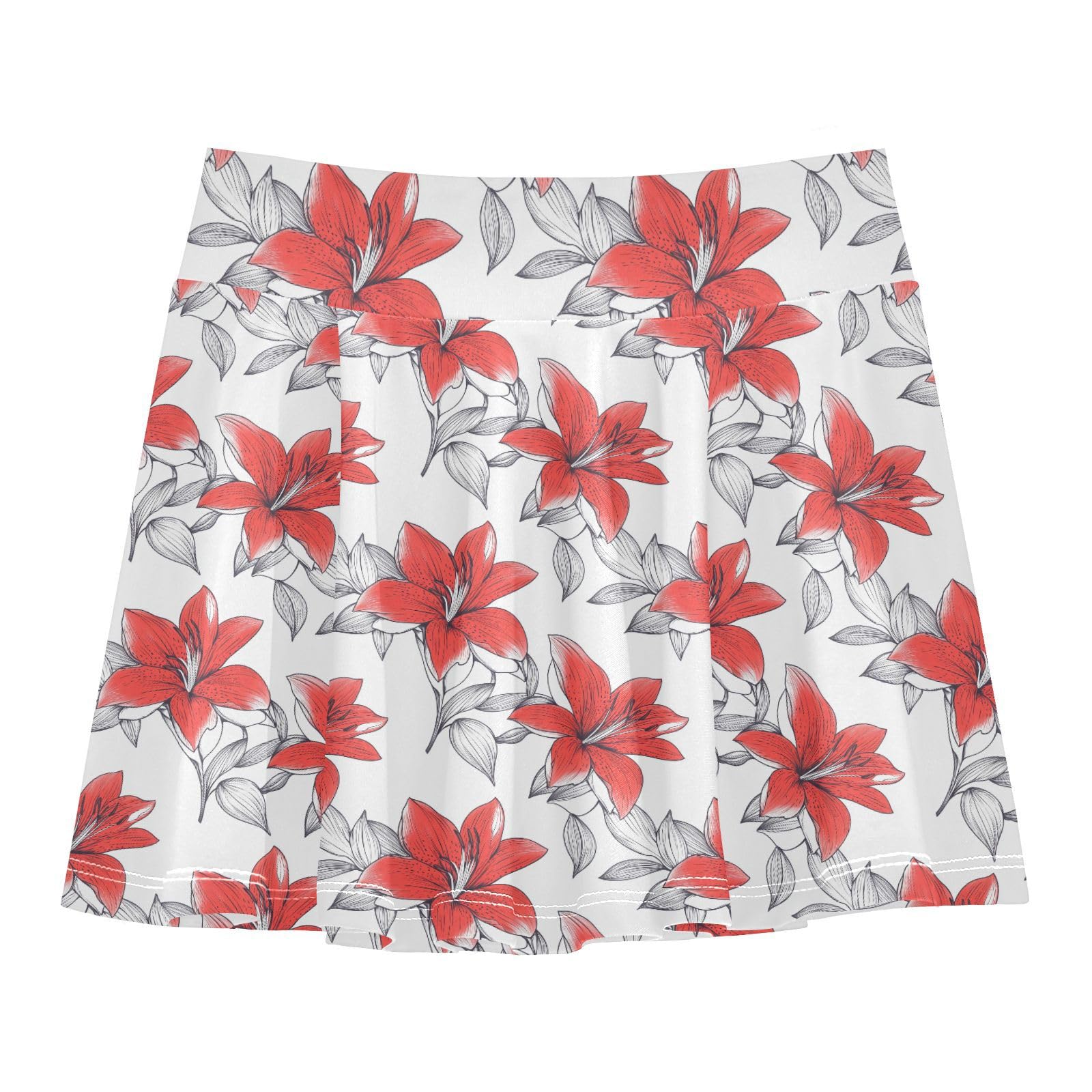 Lily of Valley Girls Skorts with Built-in Shorts Flowy Girl Golf Skirt Kids Cheer Skirt with Pockets 4-12Y