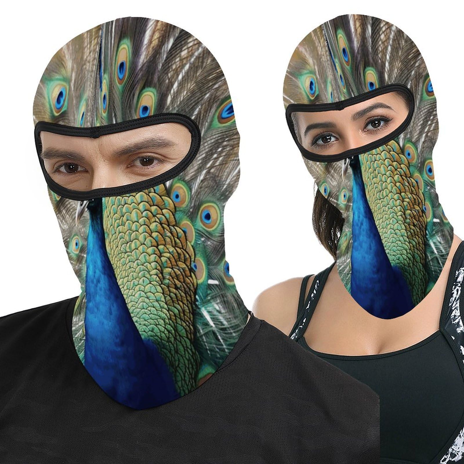Balaclava Ski Mask Full Face Cover The Peacock Sunscreen Headcover Cap Breathable Face Mask Cycling Windproof Hood, The Peacock, One size