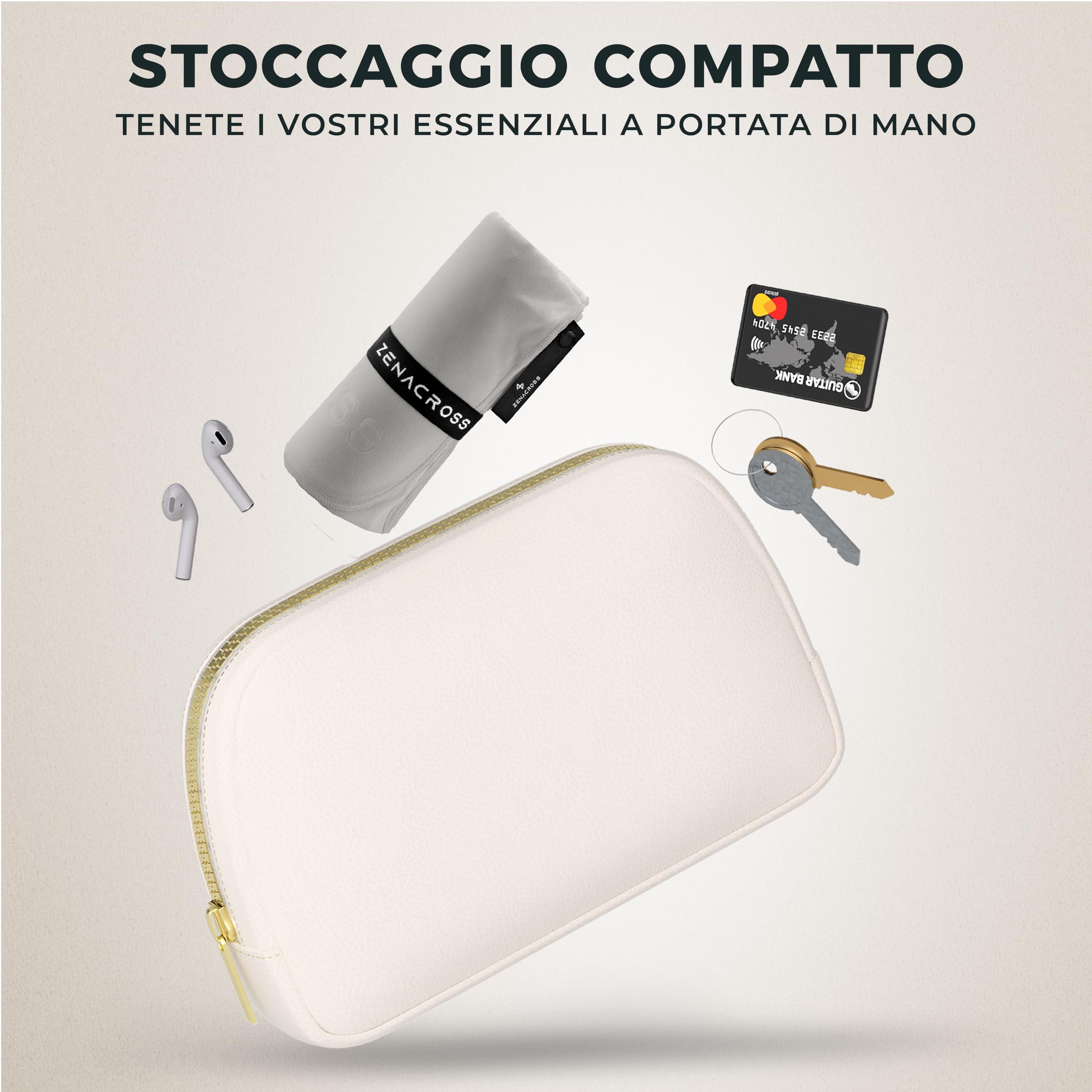 Zenacross Asciugamano Palestra 50x30cm - Asciugamano Microfibra a Rapida Asciugatura e Versatile - Telo Palestra Taglie S - Grigio