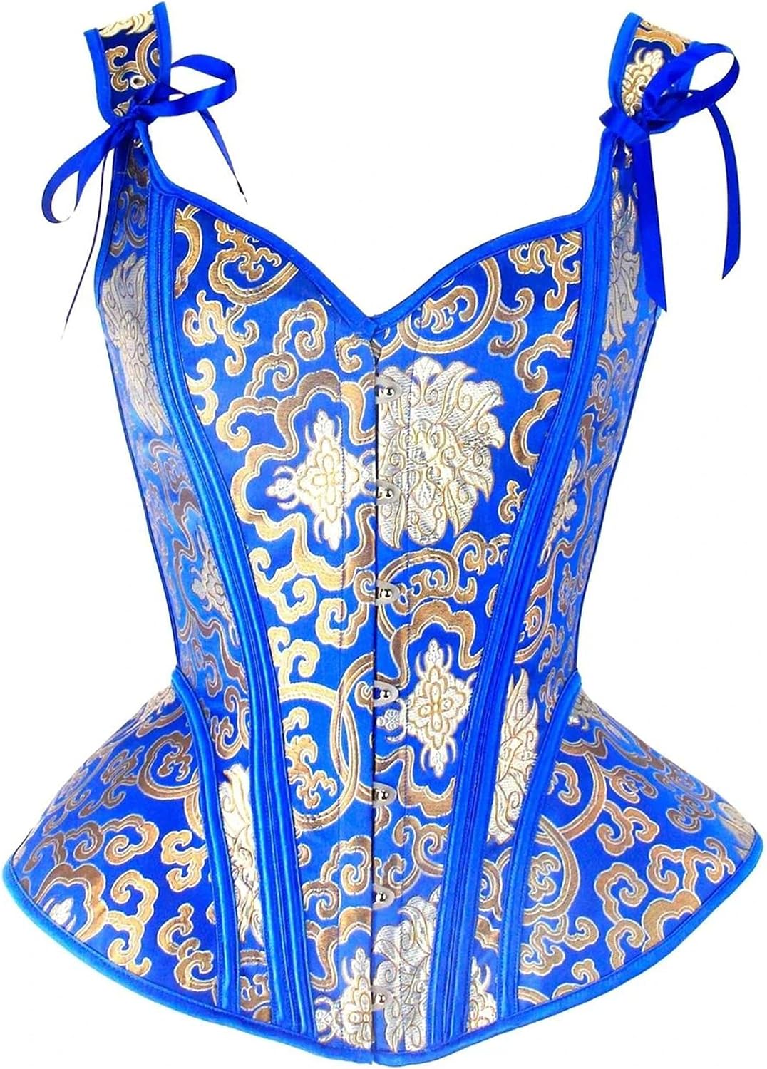 Alloaone Women's Textured Print Corset Top With Shoulder Straps Sleeveless Bustier Costume