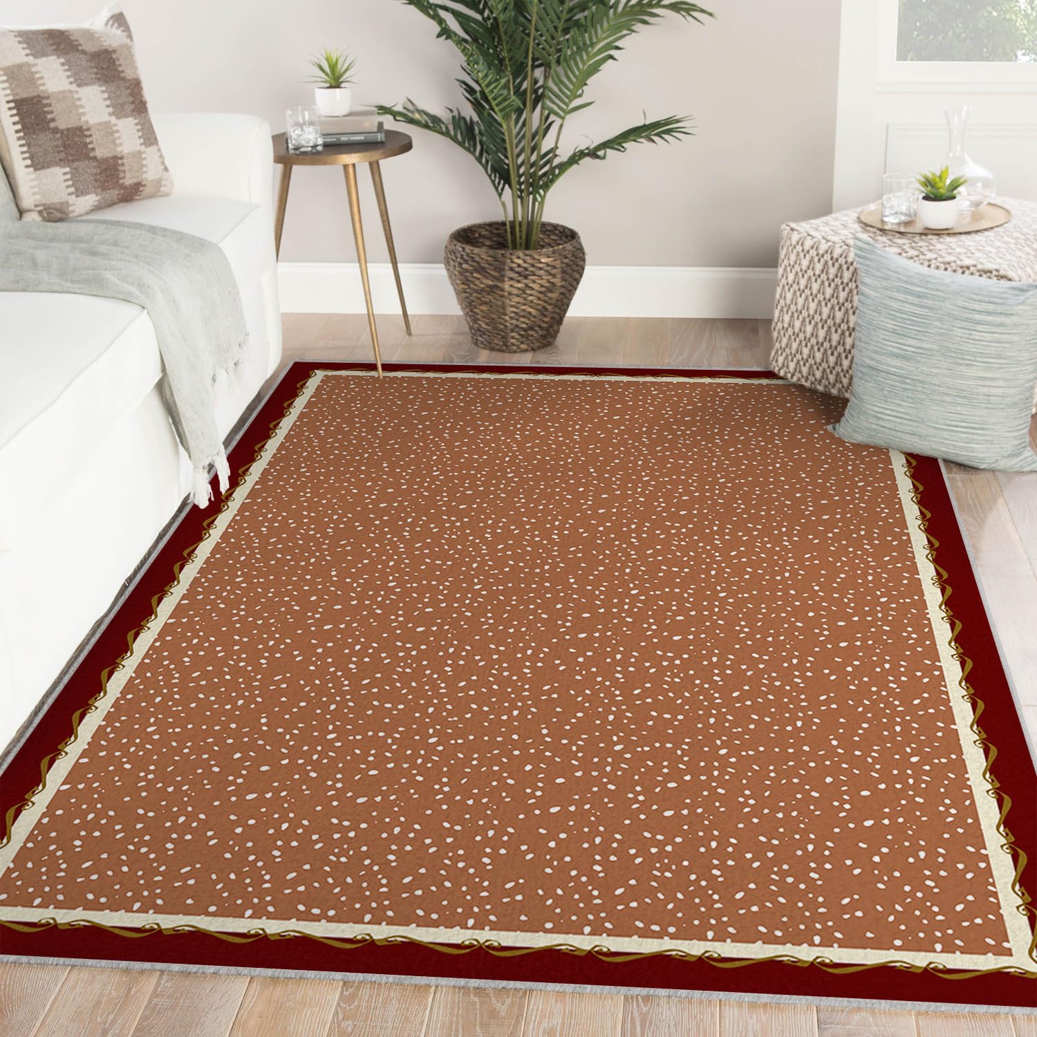 Tappeti lavabili color terracotta per soggiorno tappeti antiscivolo e antiscivolo con macchie ultra morbide per camera da letto sala da pranzo sala giochi 100x150cm