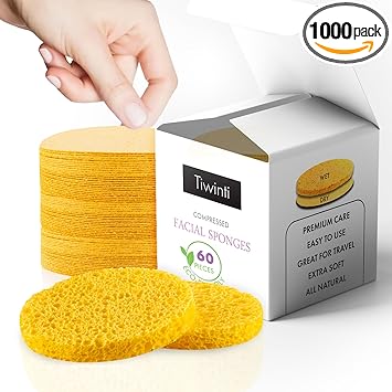 Facial Sponges %100 Cellulose Natural sponges 60 count Yellow