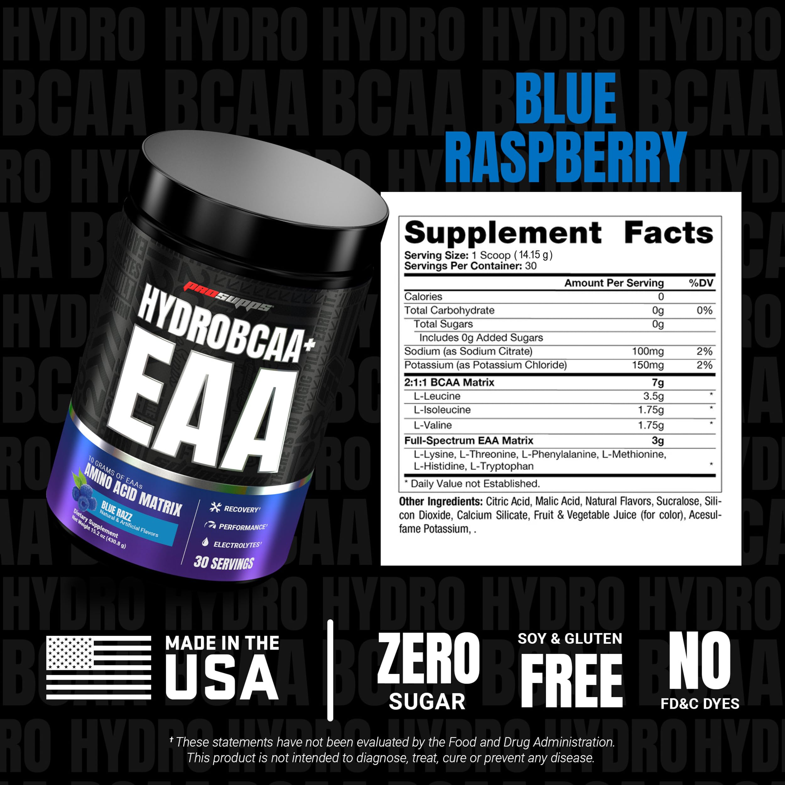 ProSupps HydroBCAA + Essentials (30 serv) Framboise bleue
