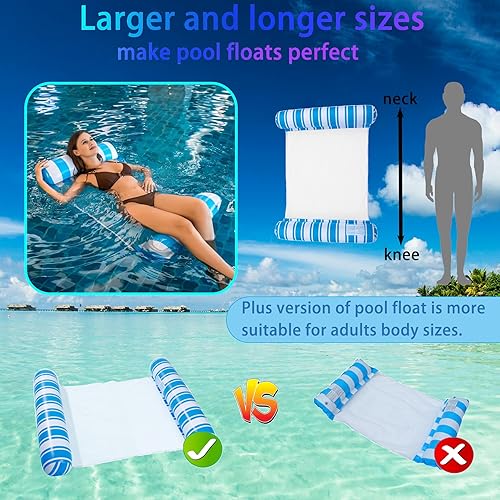 Miniatura 2 de Paquete de 3 flotadores de agua para adultos, flotadores de piscina multiusos 4 en 1, sillas de piscina flotantes para adultos, hamaca flotante,