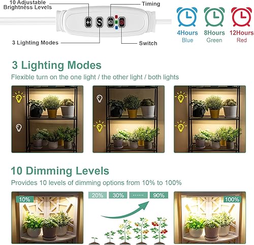 Miniatura 4 de Luz de crecimiento, tira de luz de aluminio de espectro completo para plantas de interior, lámpara de crecimiento brillante de 192 LED con