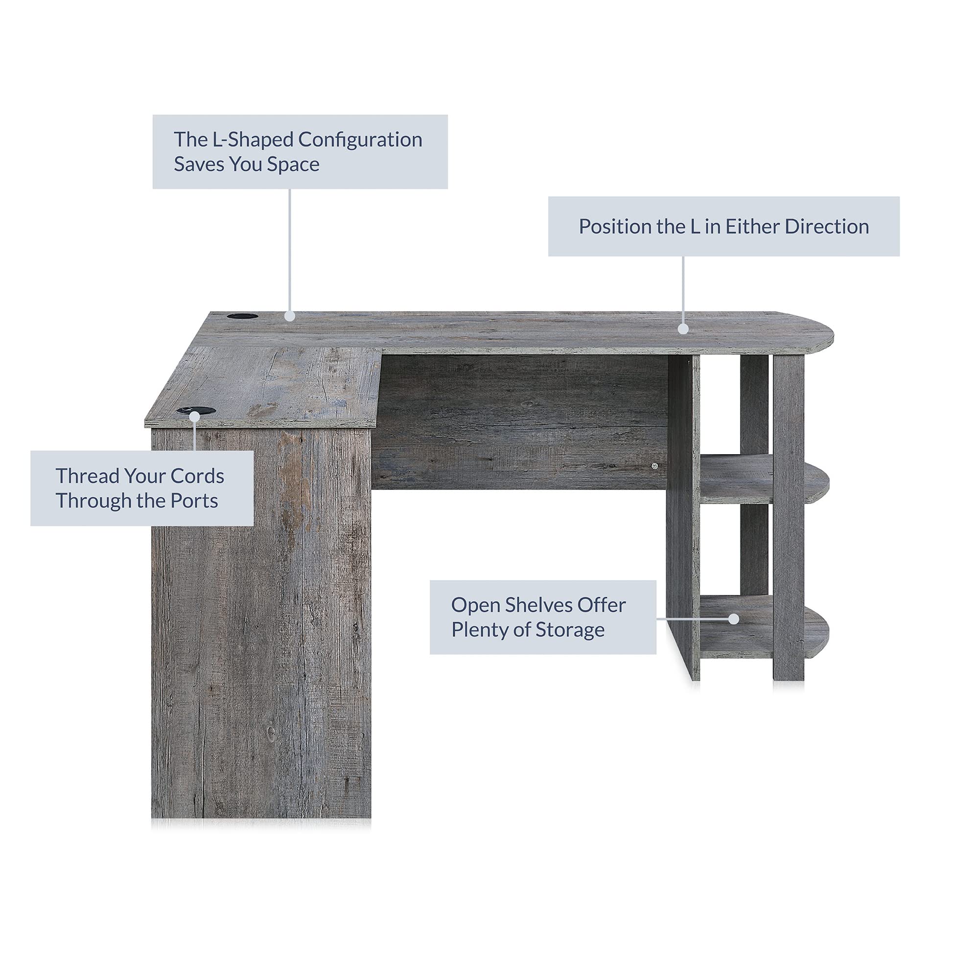 L Shaped Corner Computer Desk Kent Oak