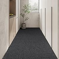 Vista 2 de Alfombra antideslizante de 3 x 10 pies, alfombra de pasillo para interiores y exteriores, alfombra con respaldo de goma, tapete comercial de pelo