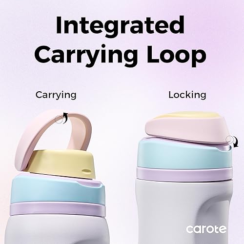 Miniatura 5 de CAROTE Botella de Agua de Acero Inoxidable Aislada Sin Goteos con Pajita, Botella de Agua Deportiva Sin BPA, Ideal para Viajes, Vaso con Asa