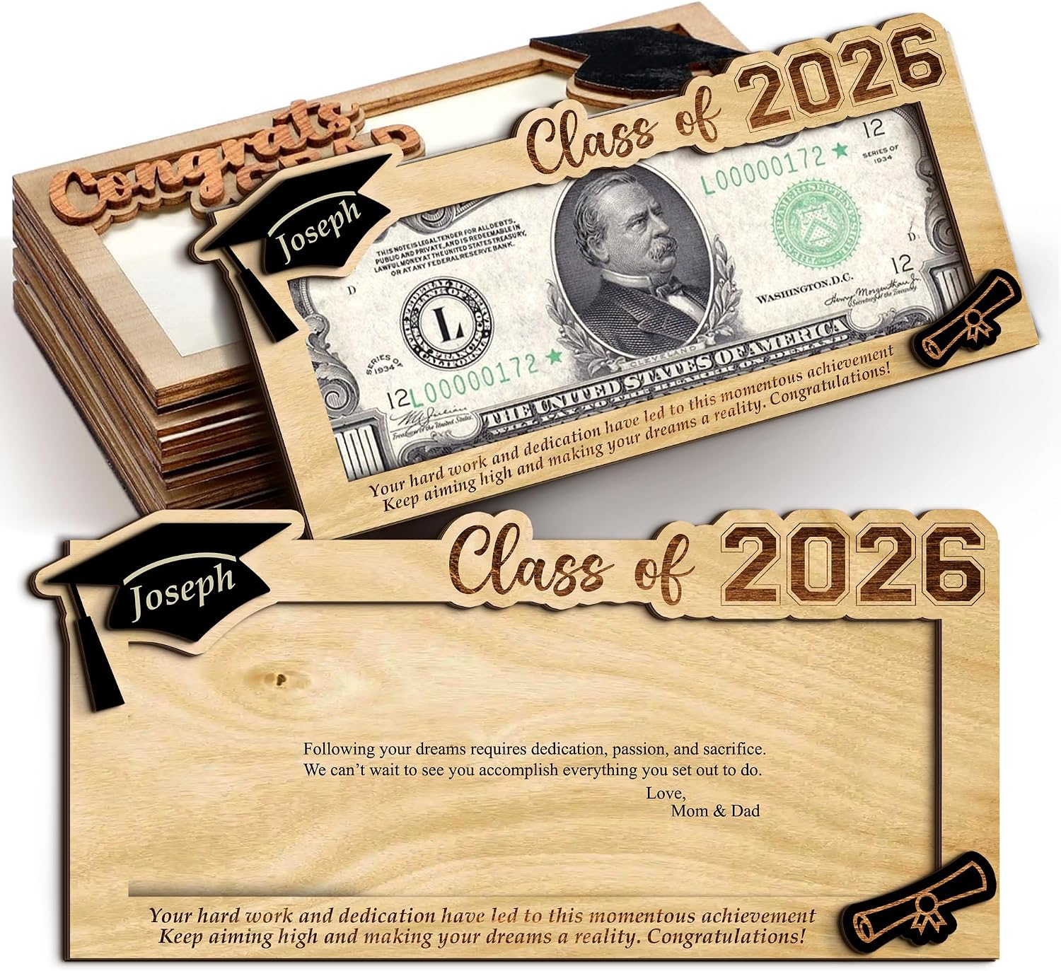 Graduation Money Holder 2026, Unique Grad Greeting Cards 2026 Cash Holder Cash Gift Ideas for Graduate, Hanging Double-Layer Cash Holders (s5)