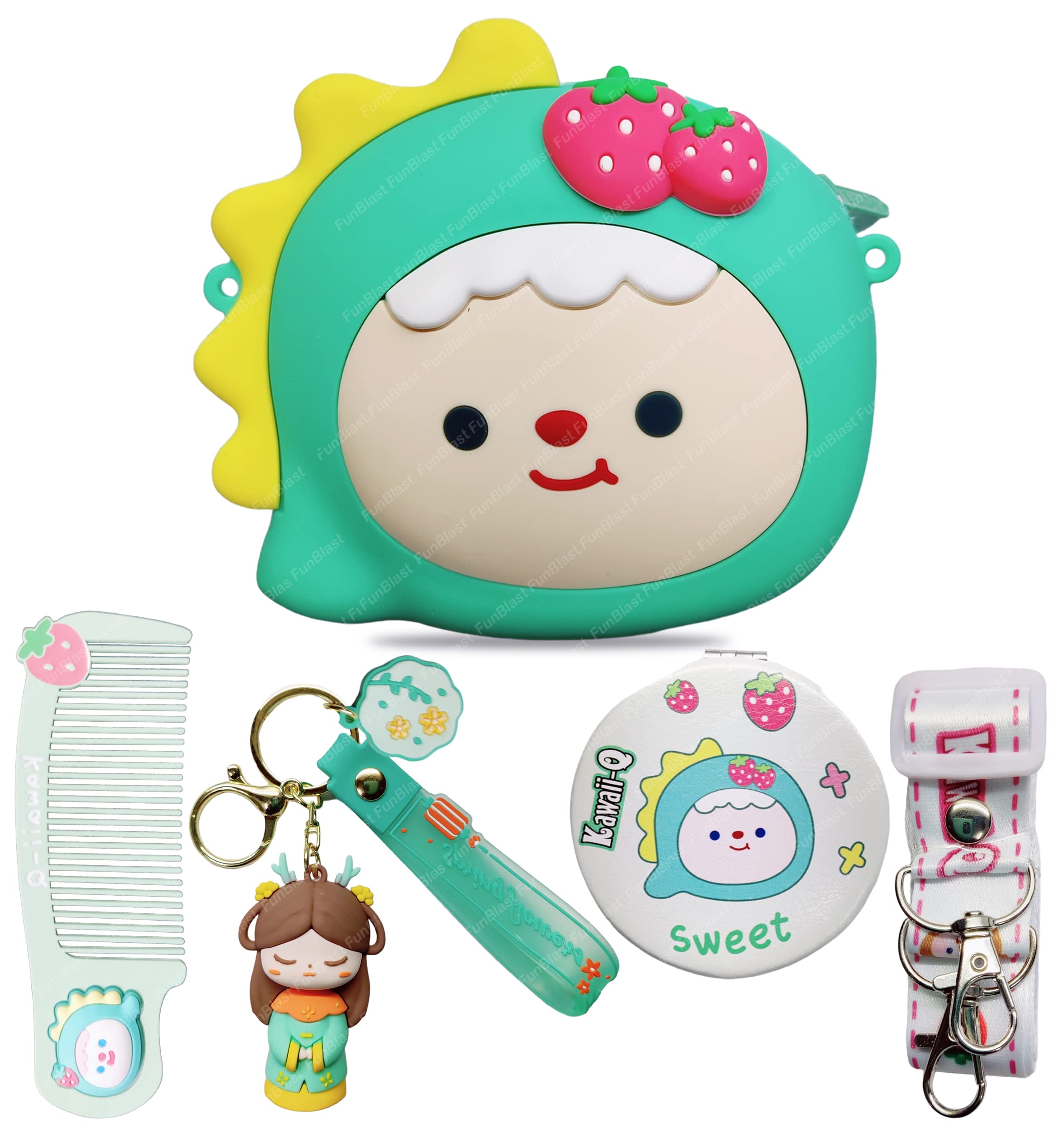 FunBlast Sling Bag with Key Ring, Comb and Mirror – Silicone Mini Bag for Girls, Fancy Bag for Girls, Purse, Stylish Cross Body Bag with Adjustable Strap, Korean Bag for Girls (Dino Bag) (B0BS3W5N58) Amazon Price History, Amazon Price Tracker