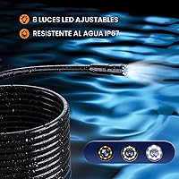 Vista 6 de Daxiongmao Cámara endoscopio con luz, boroscopio HD 1080P con 8 luces ajustables, cámara de serpiente impermeable IP67, ideal para inspeccionar