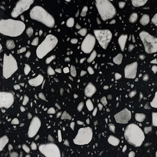 VaryStyle Black and White Terrazzo Peel and Stick Floor Tiles