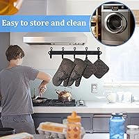 Vista 5 de 4 Piezas Guantes de Horno y Soportes para Ollas, Guantes de Horno de Cocina Resistentes al Calor de 500 °F con Soportes para Ollas, Guantes Largos